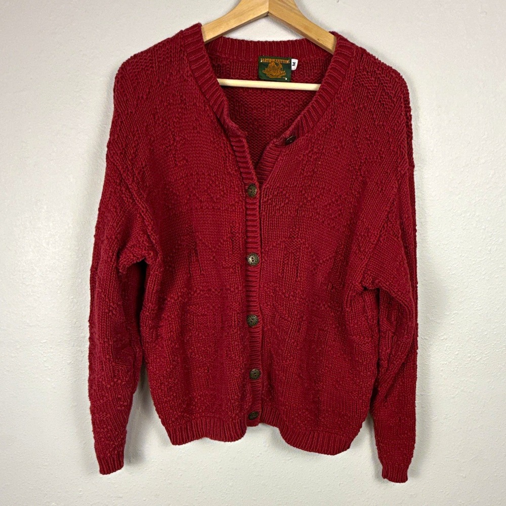 Earth Outfitters Womens Oversized Red Cotton Cardigan Gorpcore Granola Heritage